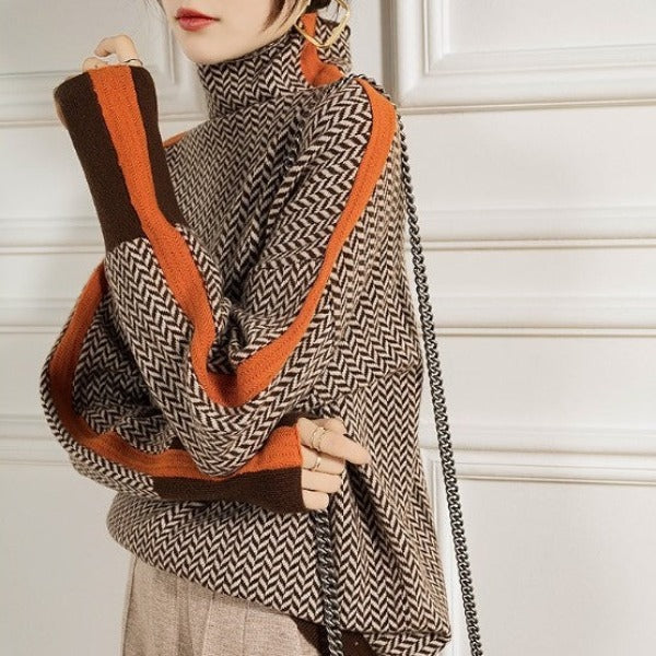 Clémence | Maglione a collo alto con righe a contrasto