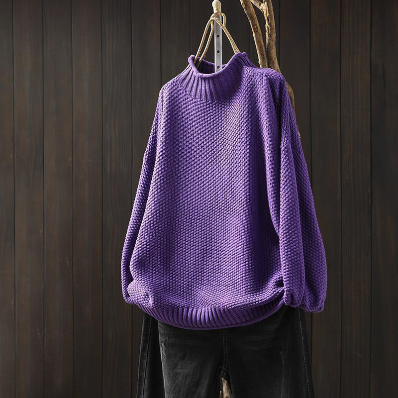 Maglione Donna a Collo Alto con Fit Relaxed e Maglia Testurizzata