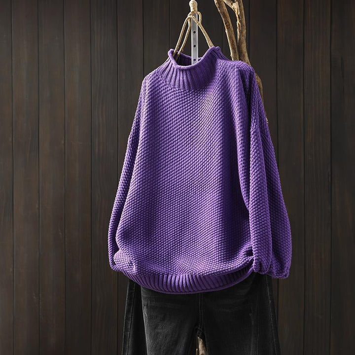 Maglione Donna a Collo Alto con Fit Relaxed e Maglia Testurizzata